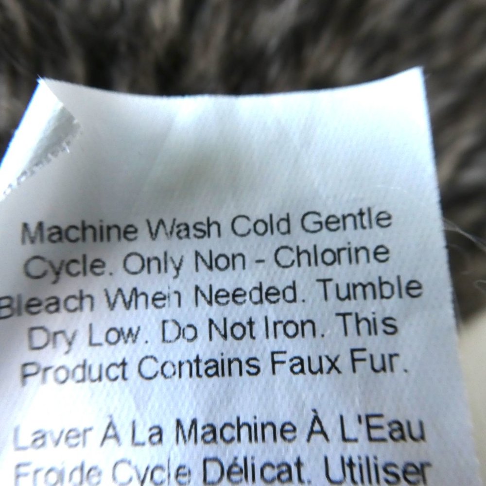 Pottery Barn Faux Fur Ombre Tipped Robe Ivory Plush Shawl Gray Trim Hooded S - Picture 6 of 6